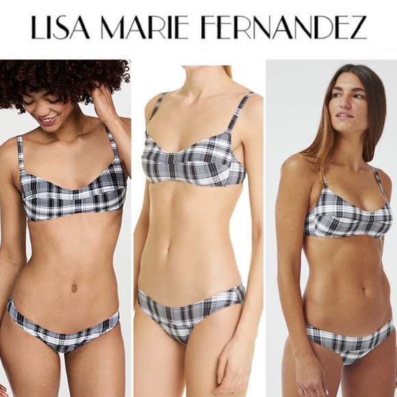 LISA MARIE FERNANDEZ Balconette Plaid Two-Piece Swimsuit US 2/4 395$ - Picture 1 of 10